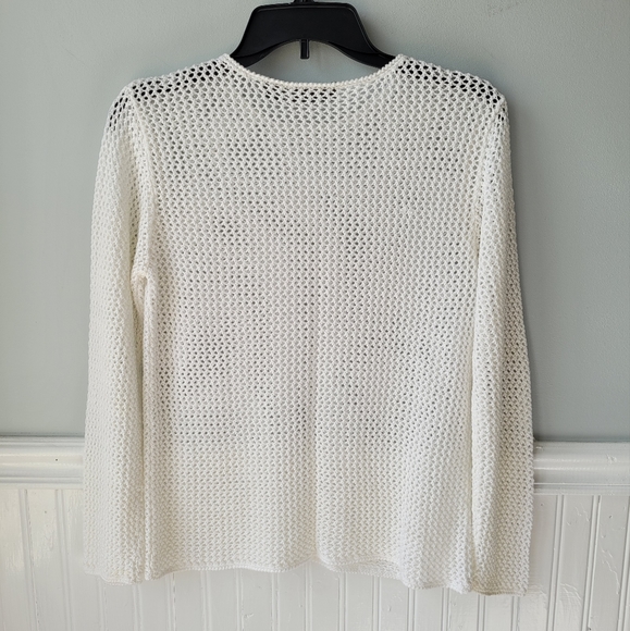Vintage Ivory Loose Open Knit Mesh Netted See Through Sweater Top Sz Small - Picture 8 of 14